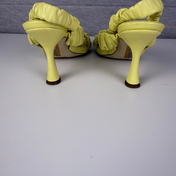 Sam Edelman Marlena Canary Yellow Ruched Square Toe Slingback Heels Sandals 8M - Picture 6 of 10